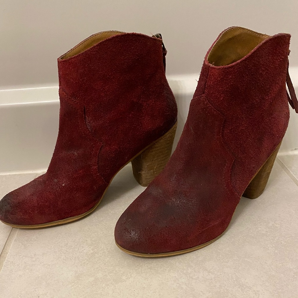 BP Ankle Boots, Maroon/Red Suede